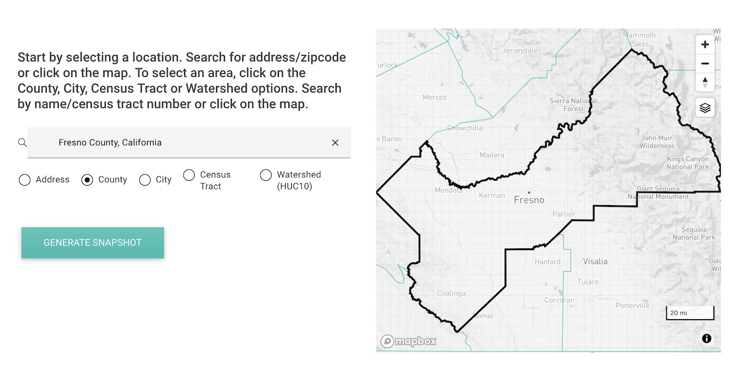 Example of county boundary vector dataset on Cal-Adapt